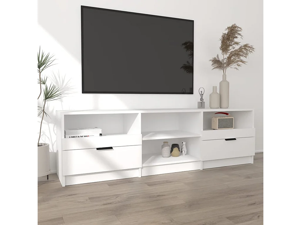 Meuble TV Blanc 150x33,5x45 Bois d'ingénierie