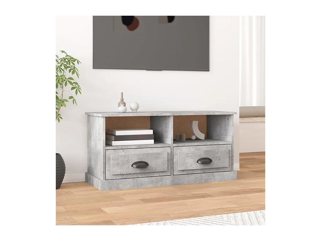 Meuble TV gris béton 93x35,5x45 bois d'ingénierie