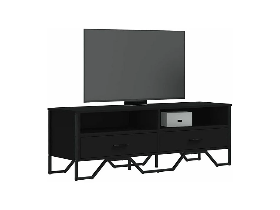 Meuble TV noir 122x34x41 bois d'ingénierie