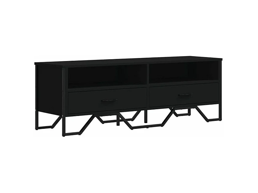 Meuble TV noir 122x34x41 bois d'ingénierie