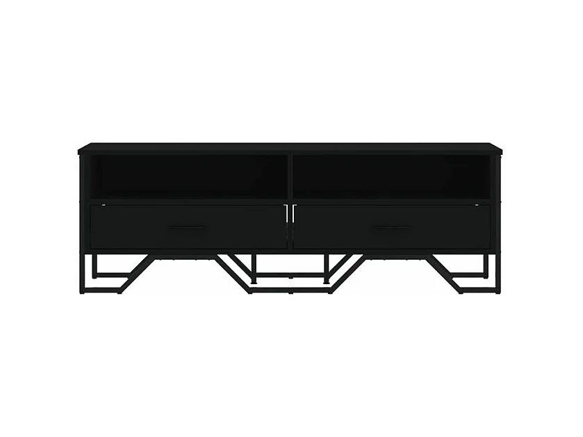 Meuble TV noir 122x34x41 bois d'ingénierie