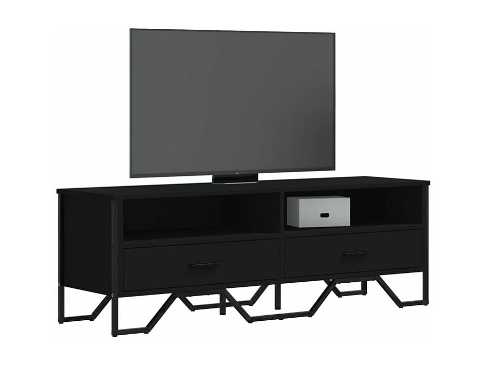 Meuble TV noir 122x34x41 bois d'ingénierie