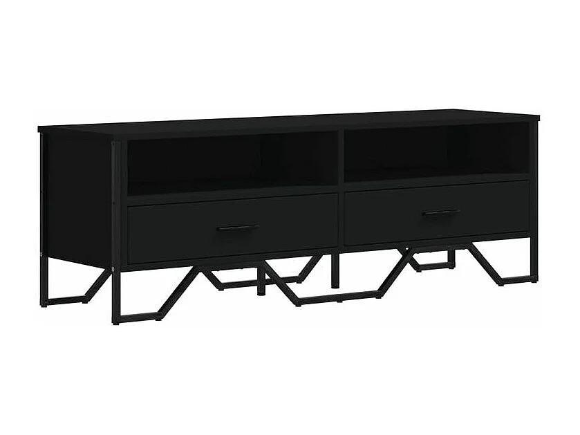 Meuble TV noir 122x34x41 bois d'ingénierie