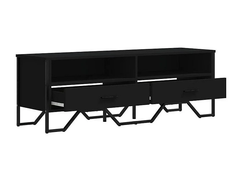 Meuble TV noir 122x34x41 bois d'ingénierie