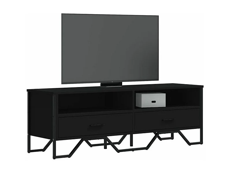 Meuble TV noir 122x34x41 bois d'ingénierie