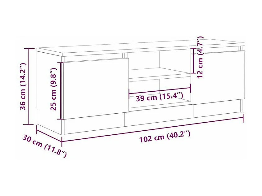 Meuble TV vieux bois 102x30x36 bois d'ingénierie