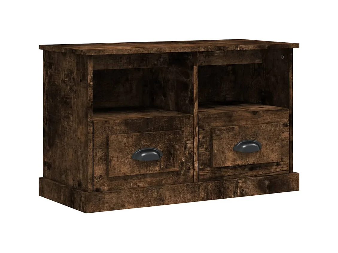 Meuble TV chêne fumé 80x35x50 bois d'ingénierie