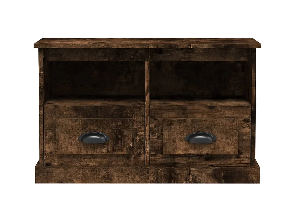 Meuble TV chêne fumé 80x35x50 bois d'ingénierie