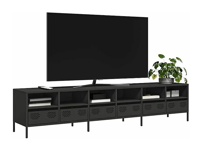 Meuble TV noir 202x39x43,5 acier laminé à froid