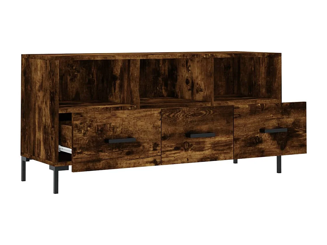 Meuble TV chêne fumé 102x36x50 bois d'ingénierie