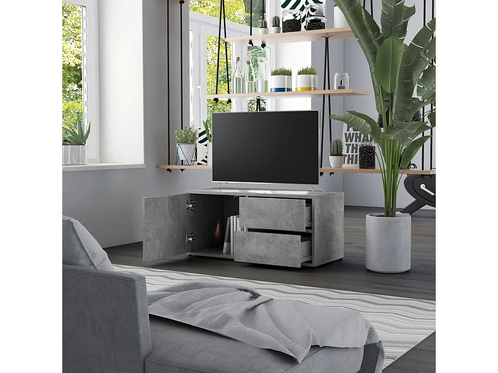 Meuble TV Gris béton 80x34x36