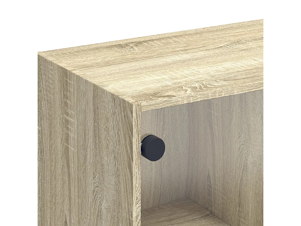 Meuble TV avec portes en verre chêne sonoma 102x37x42