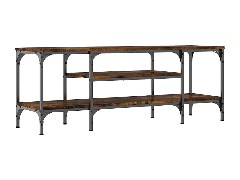 Meuble TV chêne fumé 121x35x45 bois d'ingénierie et fer