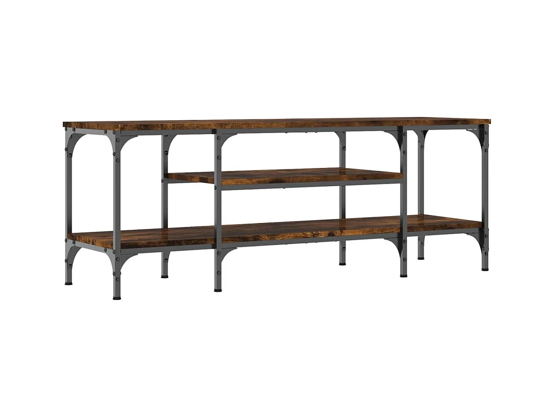Meuble TV chêne fumé 121x35x45 bois d'ingénierie et fer