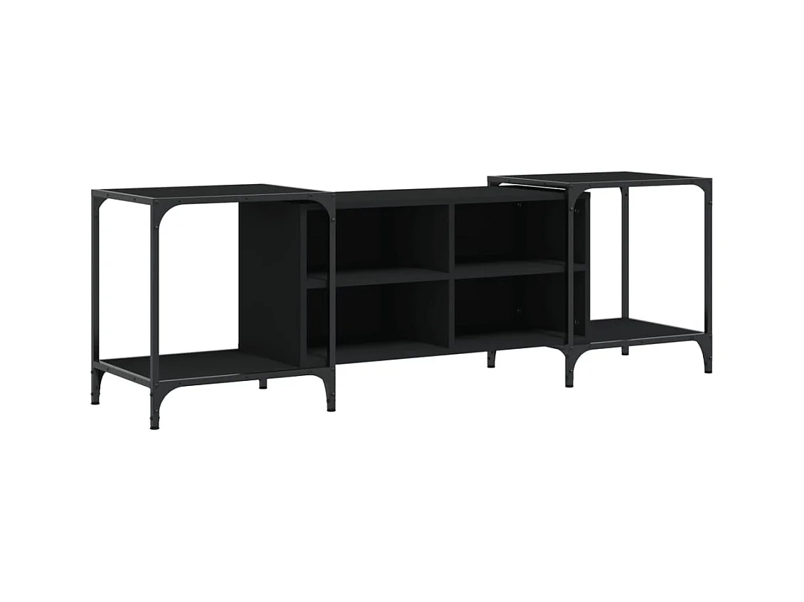Meuble TV noir 153x37x50 bois d'ingénierie