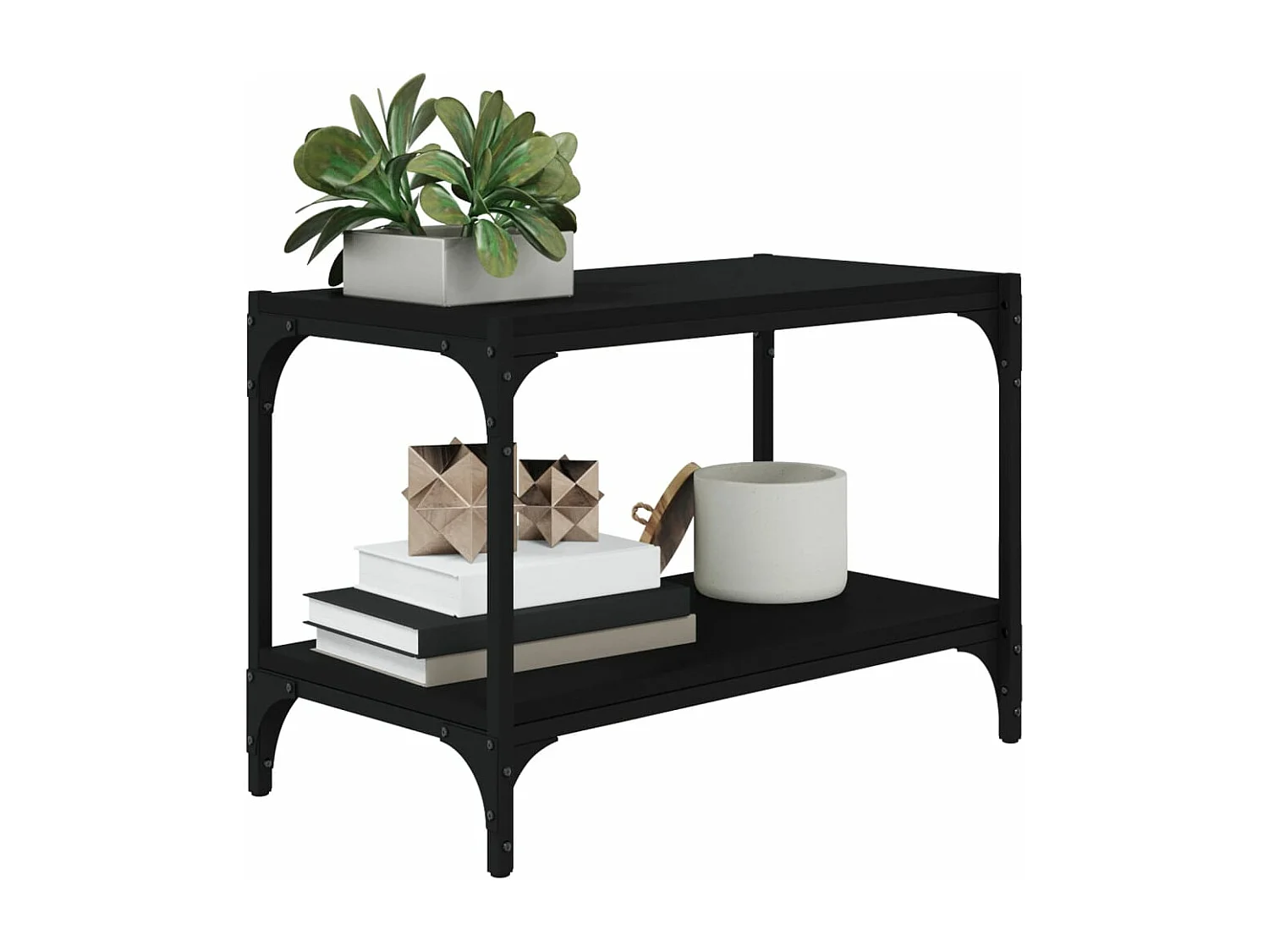 Meuble TV Noir 60x33x41 Bois d'ingénierie et acier