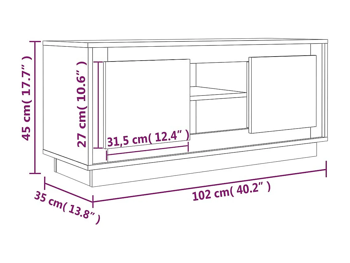 Meuble TV sonoma gris 102x35x45 bois d'ingénierie