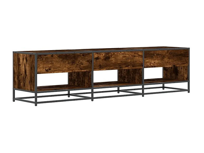 Meuble TV chêne fumé 180x40x46 bois d'ingénierie