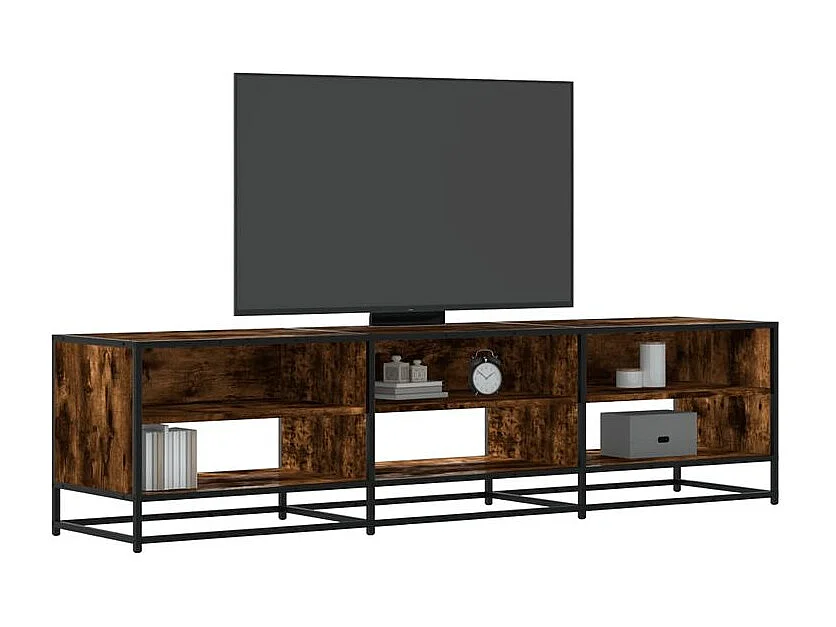 Meuble TV chêne fumé 180x40x46 bois d'ingénierie