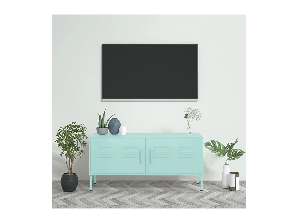 Meuble TV Vert menthe 105x35x50 Acier