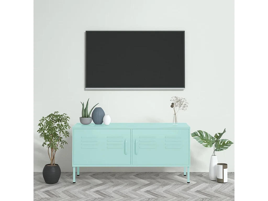 Meuble TV Vert menthe 105x35x50 Acier