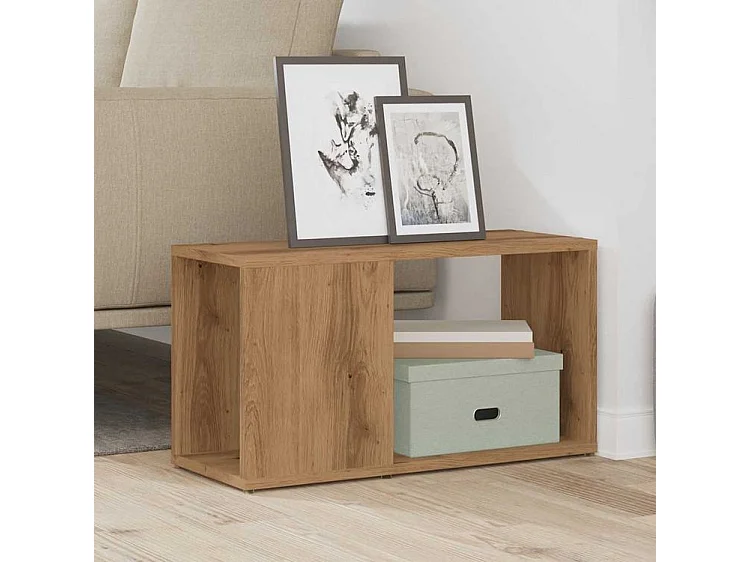 Meuble TV chêne artisanal 60x24x32 bois d'ingénierie