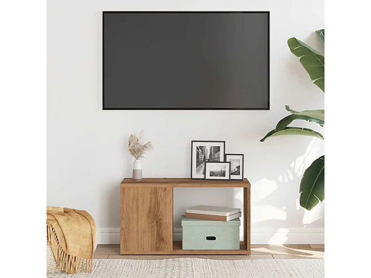 Meuble TV chêne artisanal 60x24x32 bois d'ingénierie