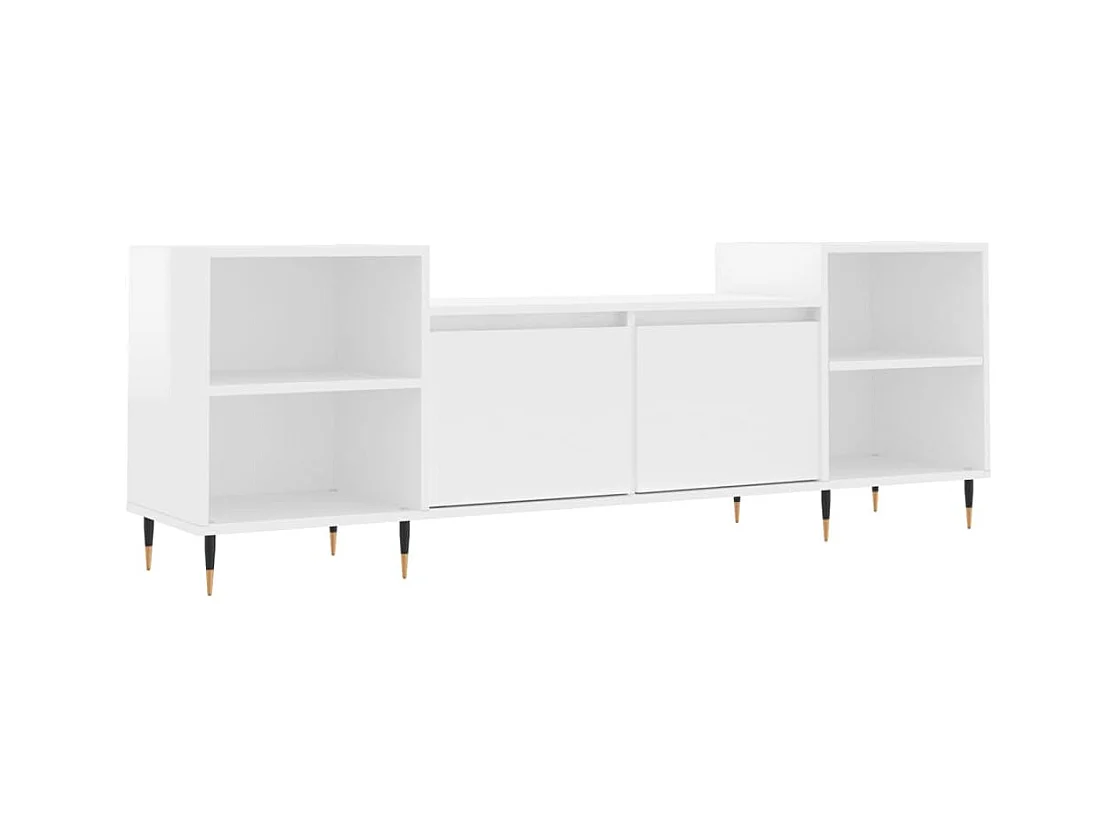 Meuble TV Blanc brillant 160x35x55 Bois d'ingénierie