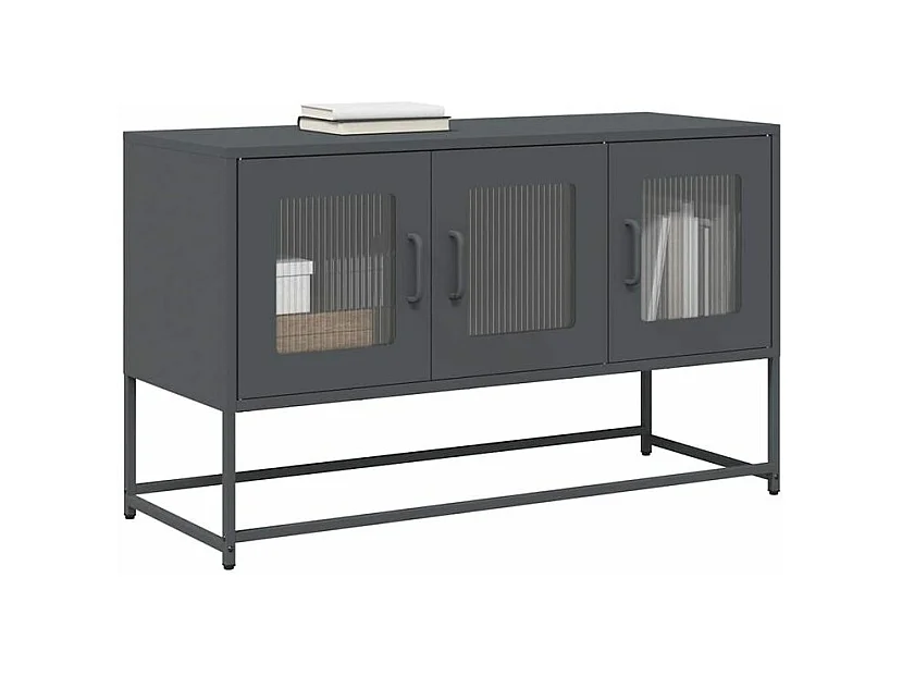 Meuble TV anthracite 100,5x39x60,5 acier laminé à froid