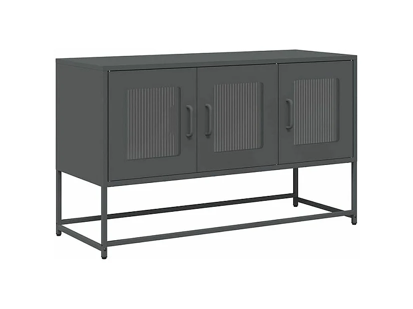 Meuble TV anthracite 100,5x39x60,5 acier laminé à froid