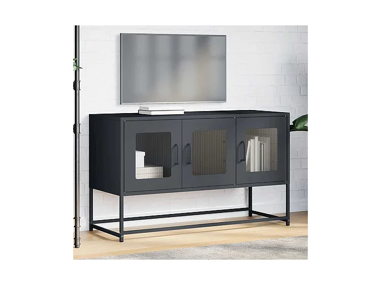Meuble TV anthracite 100,5x39x60,5 acier laminé à froid
