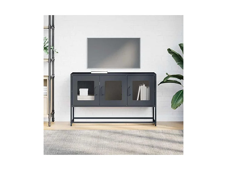 Meuble TV anthracite 100,5x39x60,5 acier laminé à froid