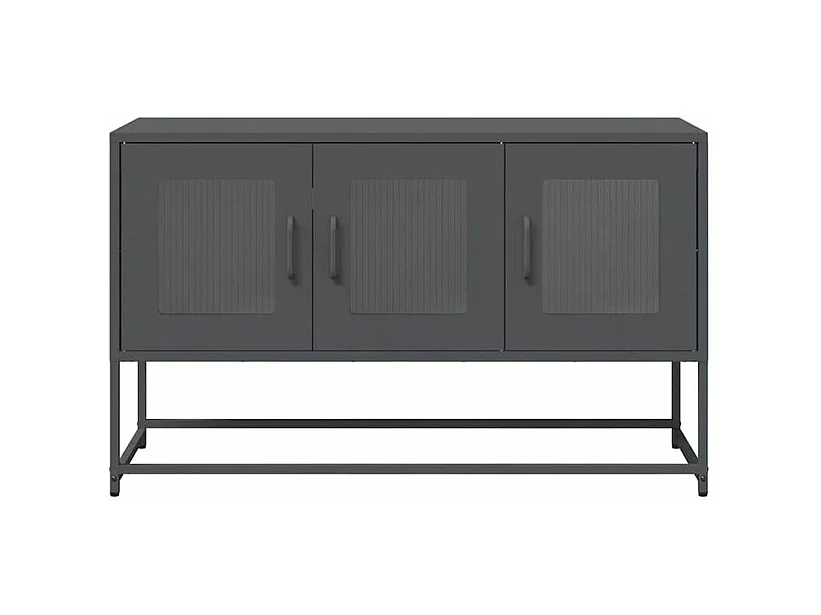 Meuble TV anthracite 100,5x39x60,5 acier laminé à froid