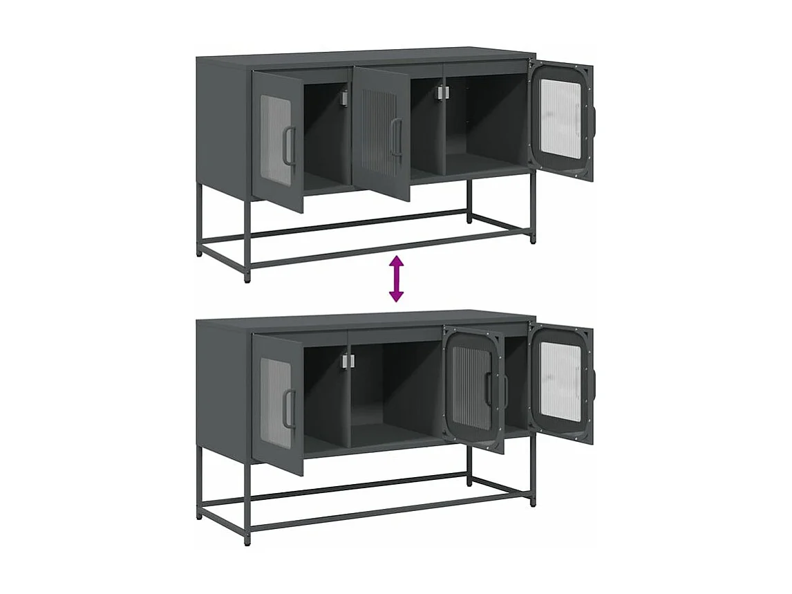 Meuble TV anthracite 100,5x39x60,5 acier laminé à froid