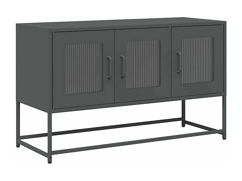 Meuble TV anthracite 100,5x39x60,5 acier laminé à froid