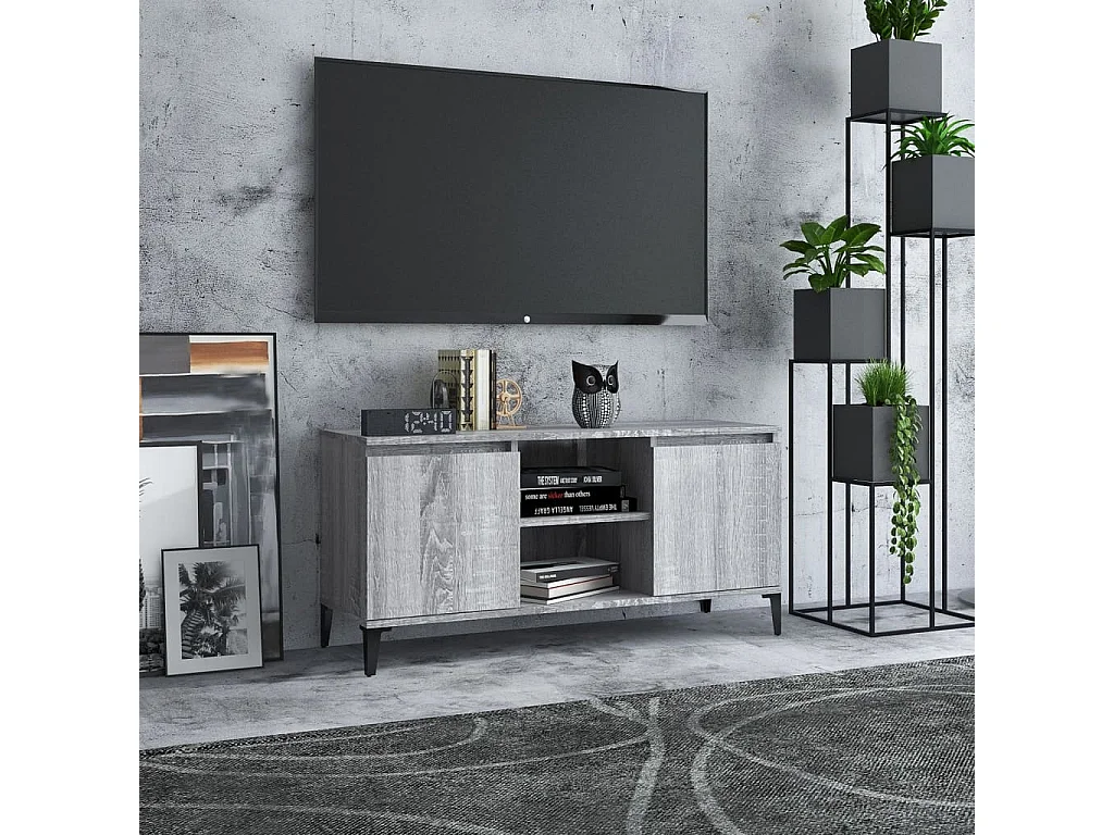 Meuble TV avec pieds en métal Sonoma gris 103,5x35x50