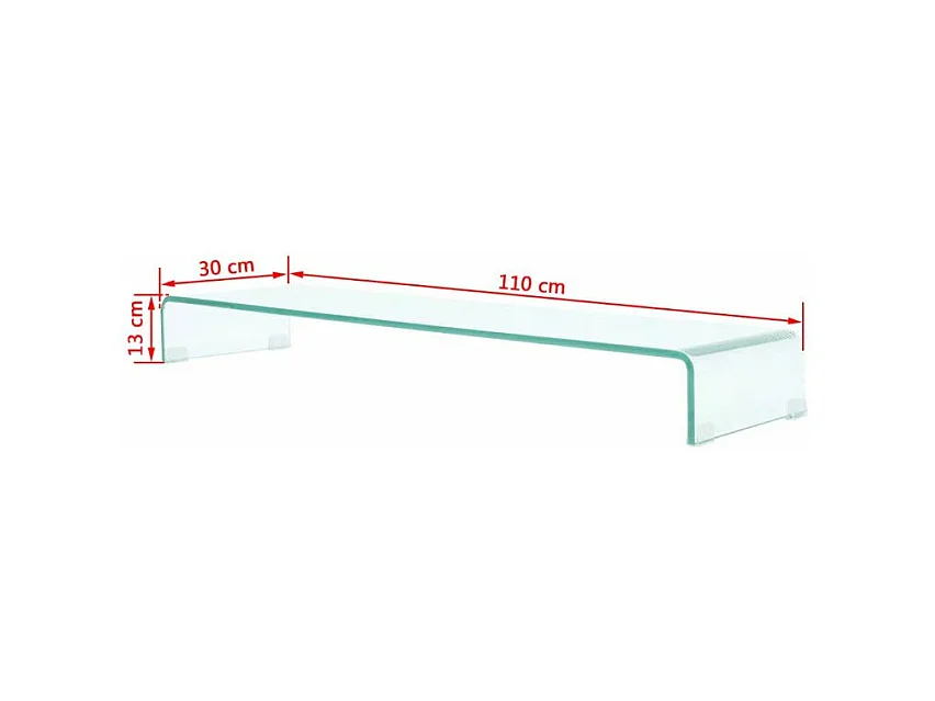Meuble TV verre trempé transparent Martial L 110