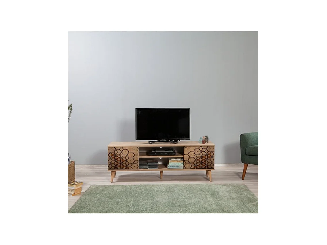 Meuble TV en bois clair et marron Kiza 720