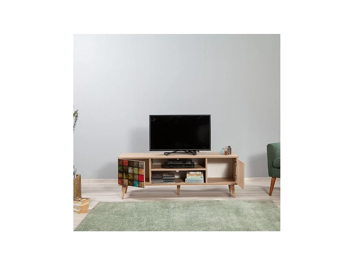 Meuble TV en bois clair et marron Kiza 720
