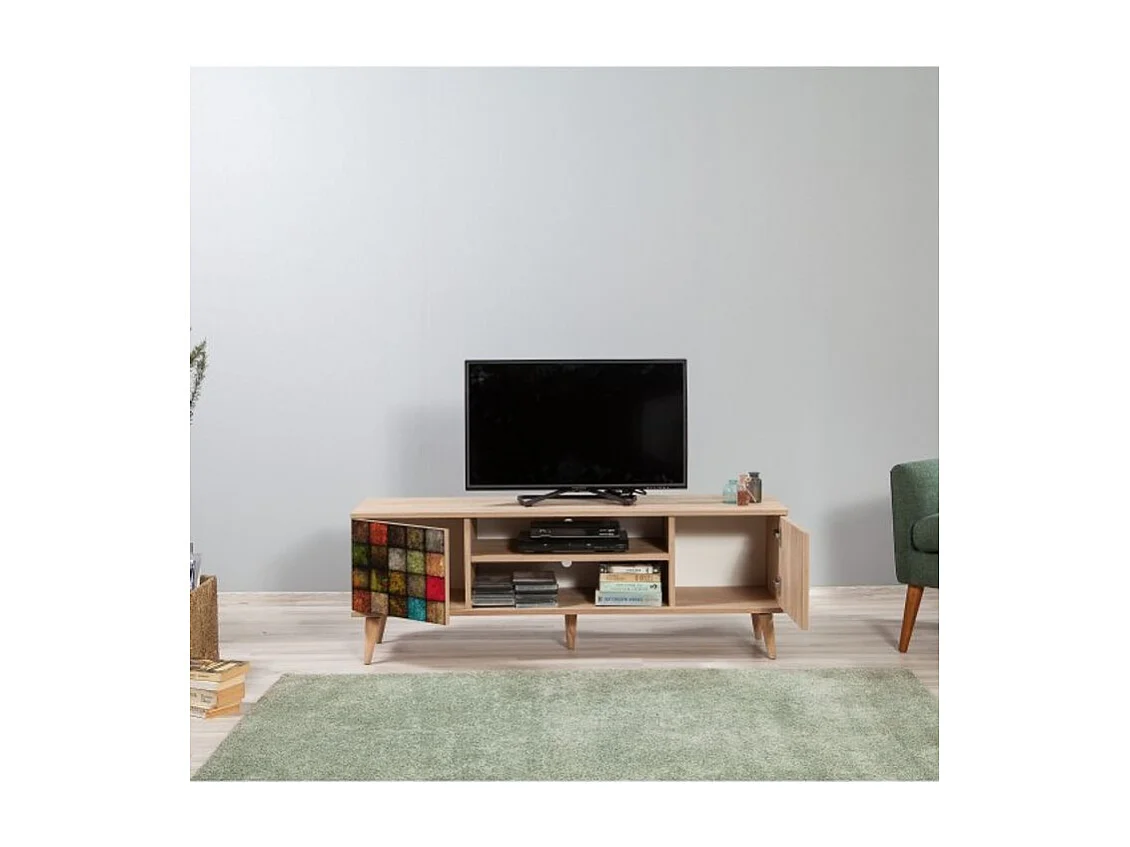 Melamin-TV-Ständer – 140 cm – Sonoma-Eiche