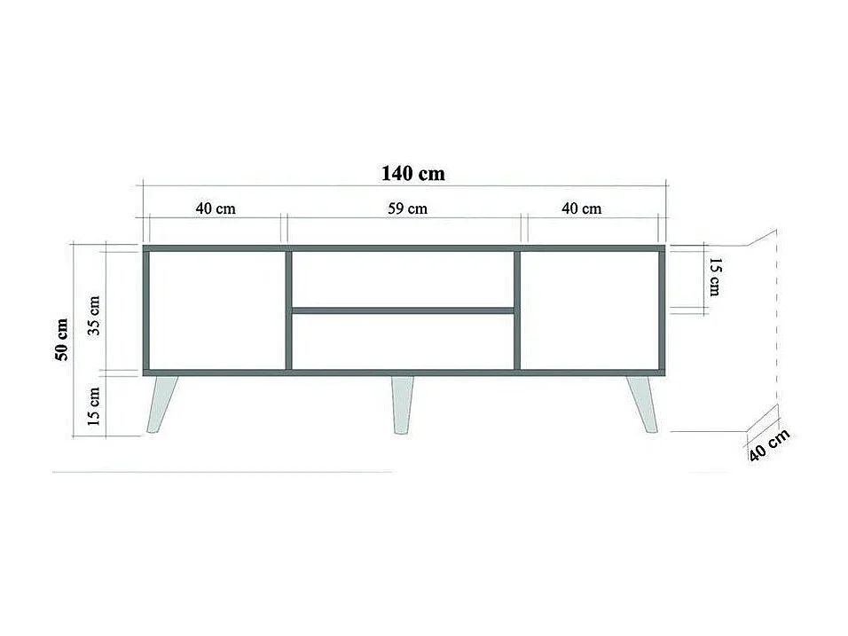 Melamin-TV-Ständer – 140 cm – Sonoma-Eiche