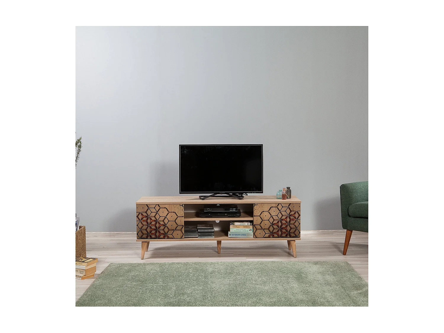 Melamin-TV-Ständer – 140 cm – Sonoma-Eiche