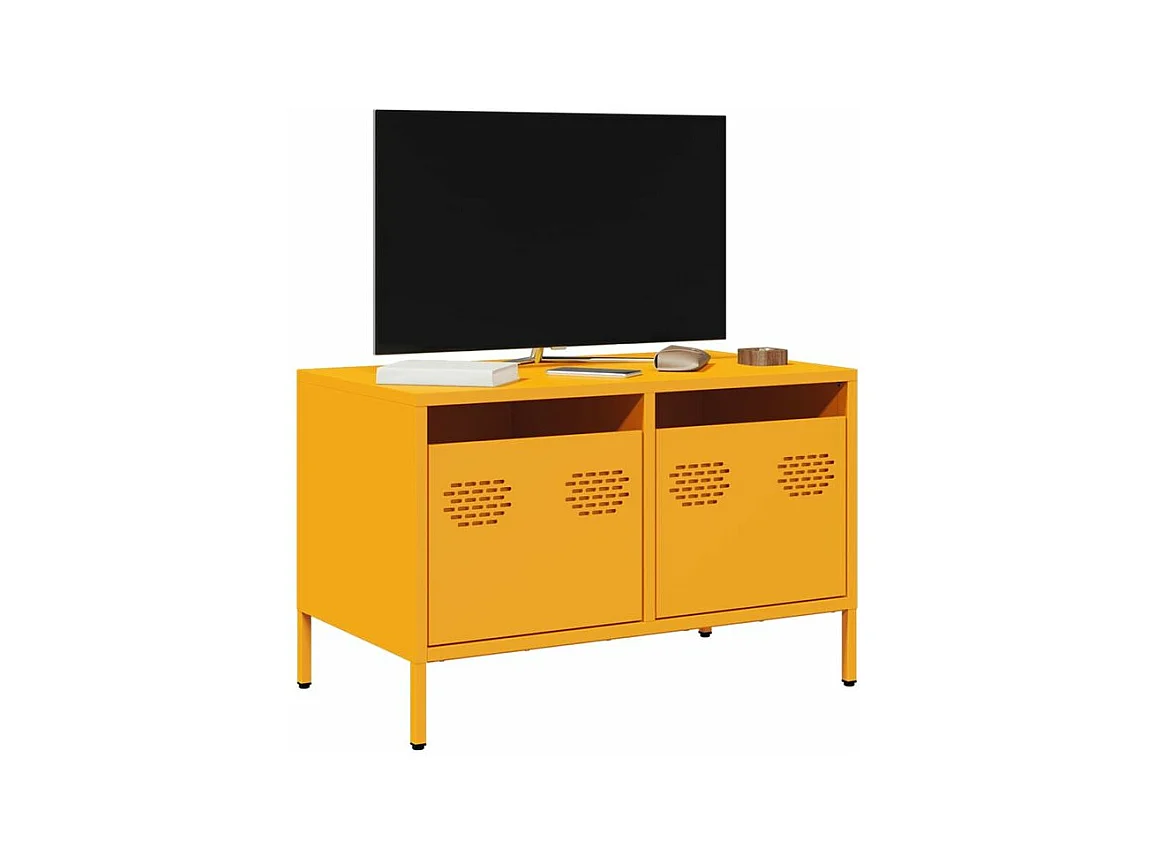 Meuble TV jaune moutarde 68x39x43,5 acier laminé à froid