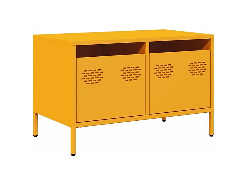 Meuble TV jaune moutarde 68x39x43,5 acier laminé à froid