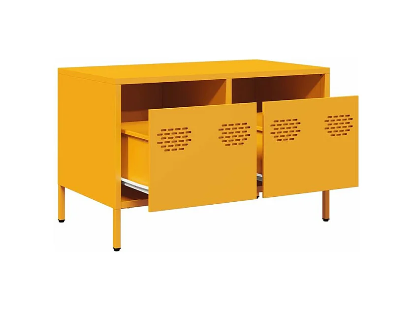 Meuble TV jaune moutarde 68x39x43,5 acier laminé à froid