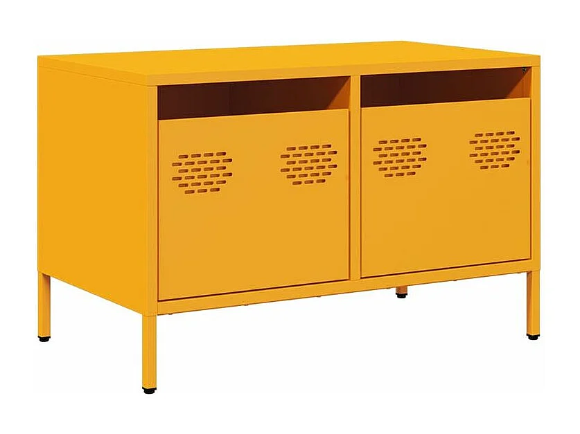 Meuble TV jaune moutarde 68x39x43,5 acier laminé à froid