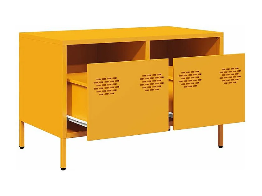 Meuble TV jaune moutarde 68x39x43,5 acier laminé à froid
