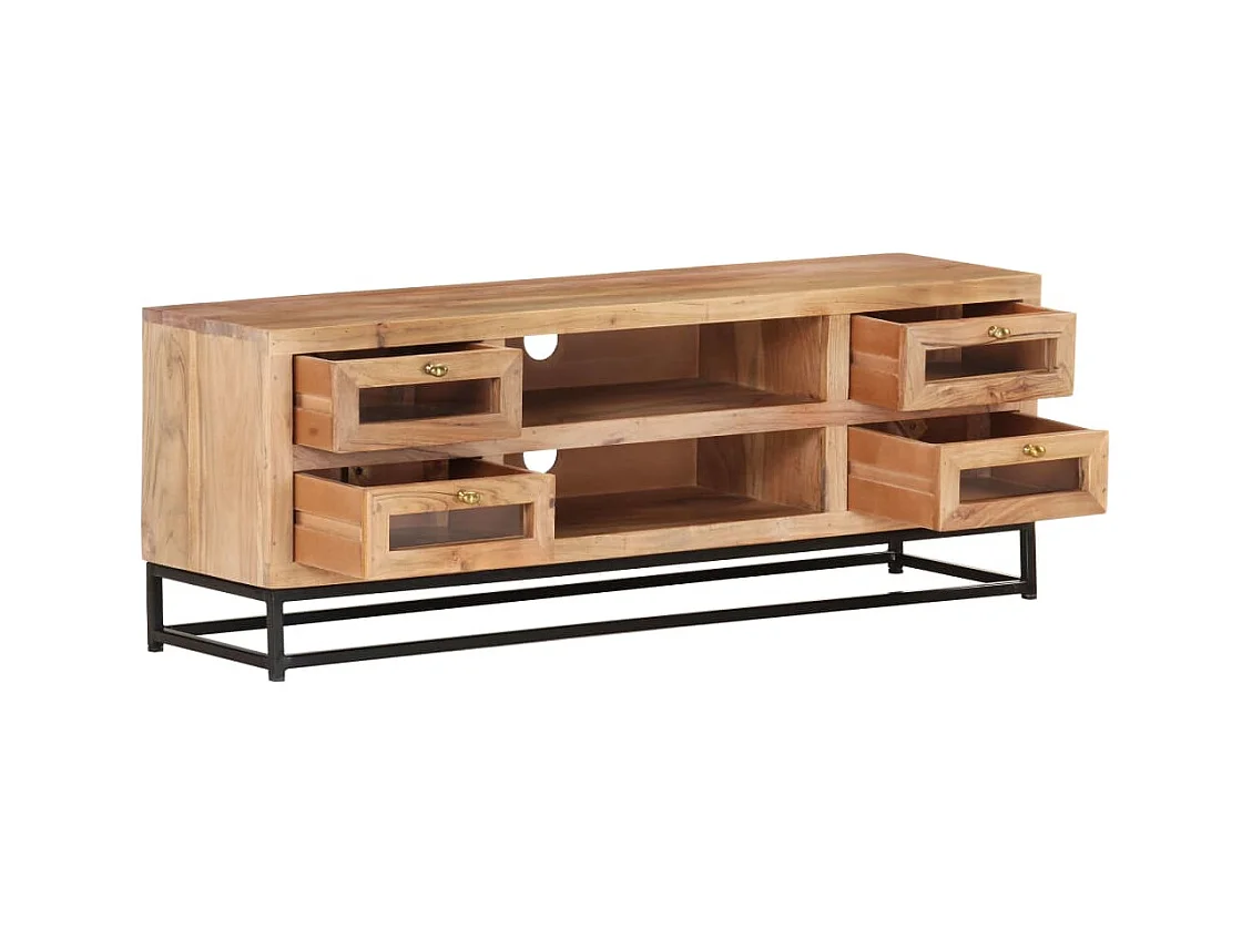 Meuble TV 110x30x40 Bois d'acacia massif 3