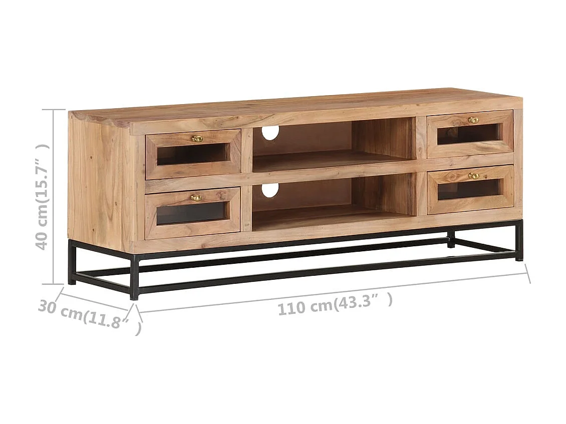 Meuble TV 110x30x40 Bois d'acacia massif 3