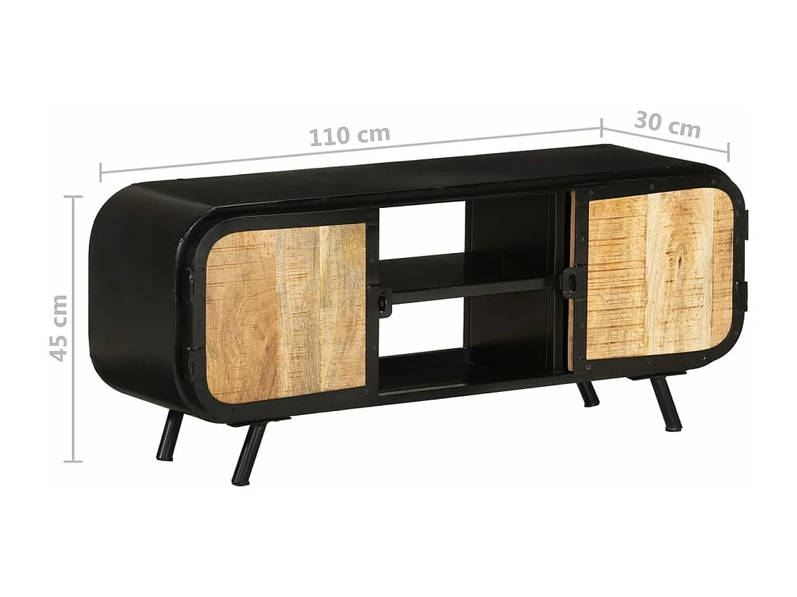 Meuble TV 110x30x45 Bois de manguier brut 2